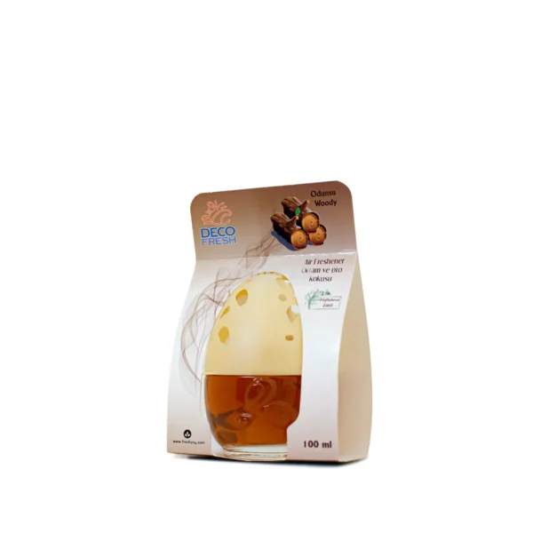 Deco Fresh Air Freshener Woody 100ml formulated with a pleasant fragrance that neutralises odours and freshens the air in a medium sized room with a small spray