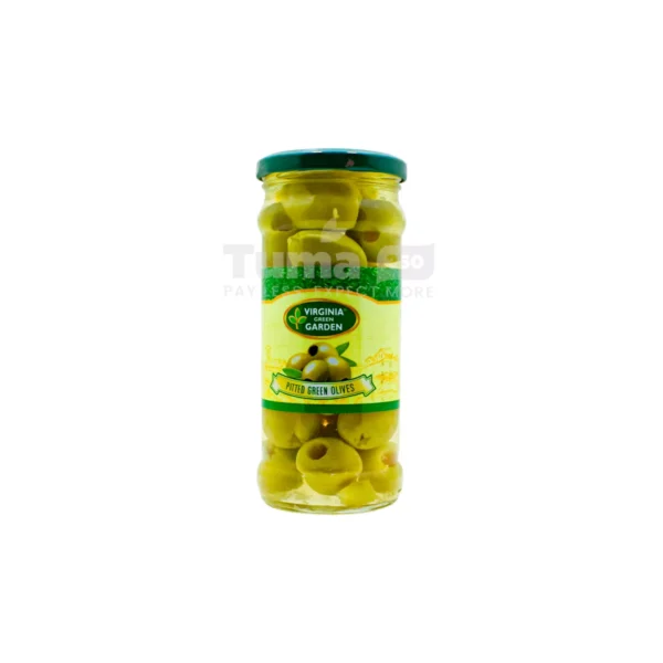 Virginia Green Garden Pitted Green Olives 340g