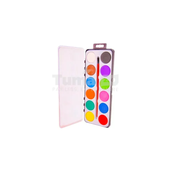 Paint Watercolour Set - 12 Colours In Tablet + Brush